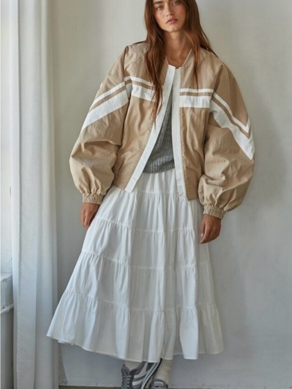 By Together Delilah Cotton Striped Bomber Jacket